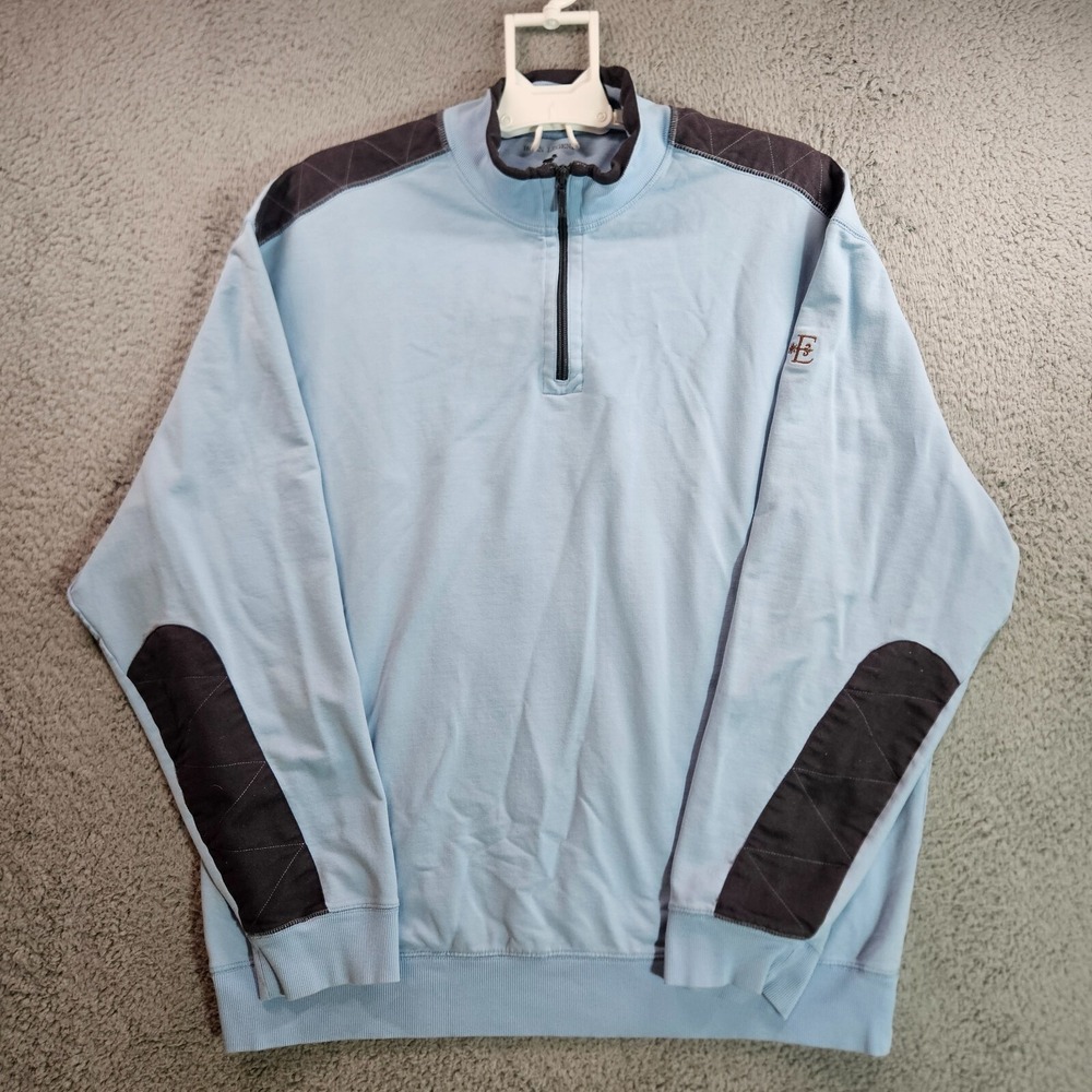Horn Legend HL Sweater Men‎ 2XL 1/4 Zip Supima Stretch Lusury Long Sleeve Blue